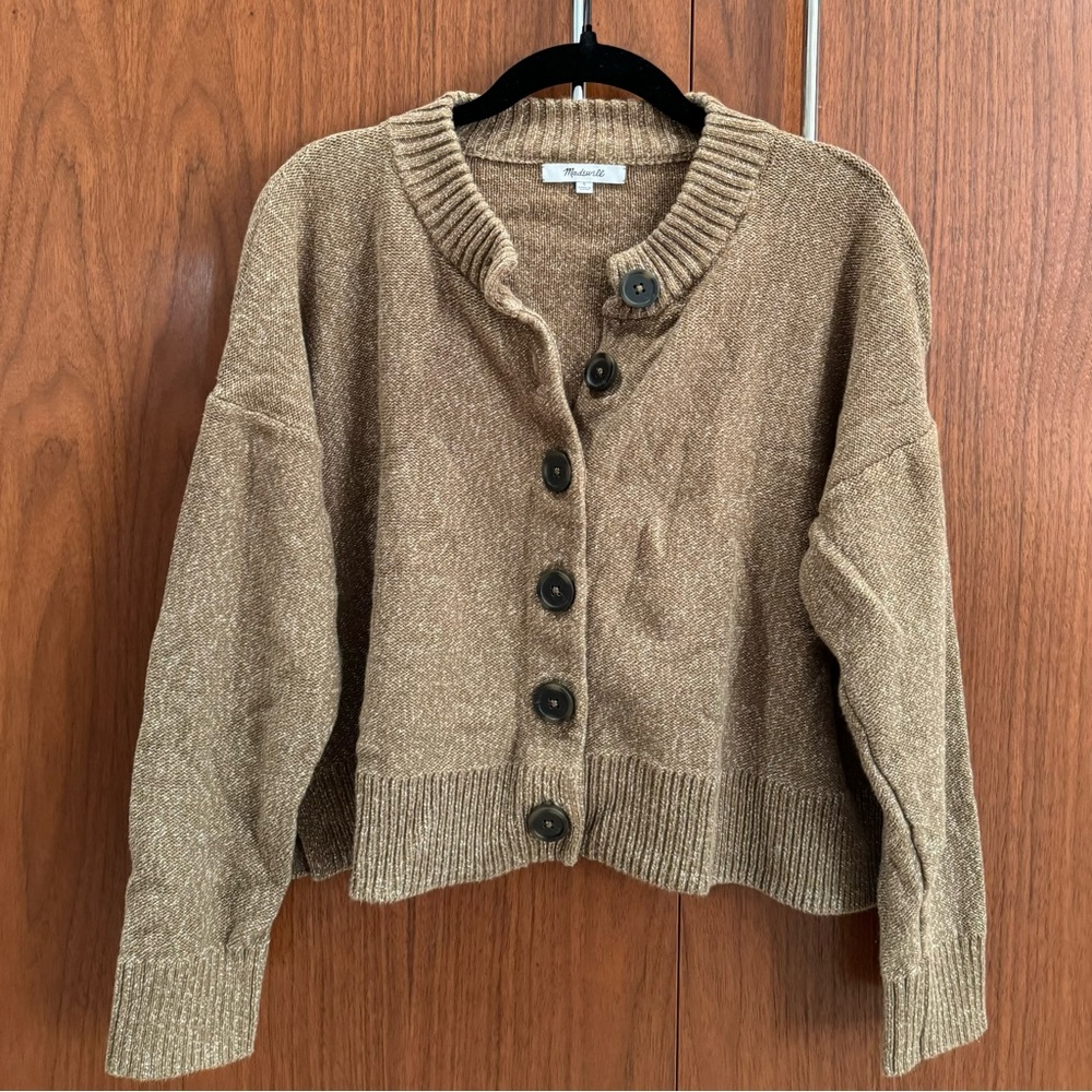 MADEWELL knit cardigan sweater in green khaki, small